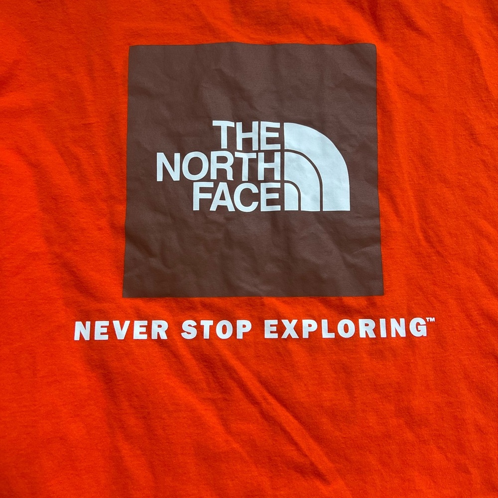 The North Face Mens Orange Long Sleeve Box NSE Graphic T-Shirt Flame 2XL NWT